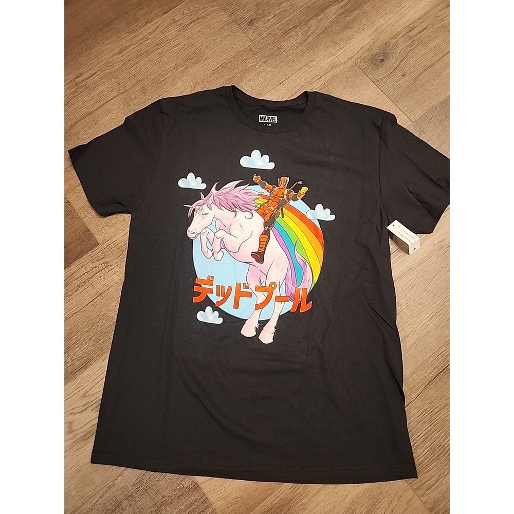 Marvel - Deadpool Riding Unicorn - Graphic Tee - Black - Men's‎ Size XXL
